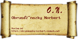 Obrusánszky Norbert névjegykártya